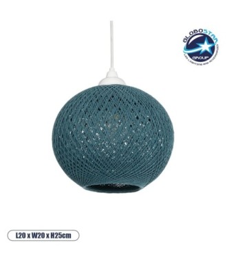 GLOBOSTAR® SOLEI 205-0012 Boho Κρεμαστό Φωτιστικό Οροφής με Ντουί 1 x E27 AC 220-240V IP20 - Τιρκουάζ - M20 x Π20 x Υ25cm